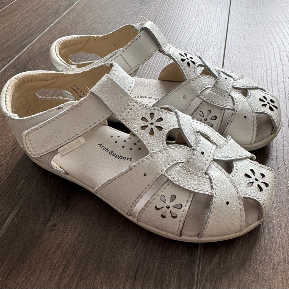 Pediped Nikki - Flex® white leather sandals shoes kids size 11 - 11.5